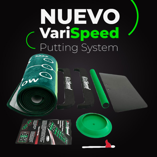La nueva VariSpeed Putting System es un campo de entrenamiento que te permite mejor tu juego corto simulando terrenos verdes para el juego...