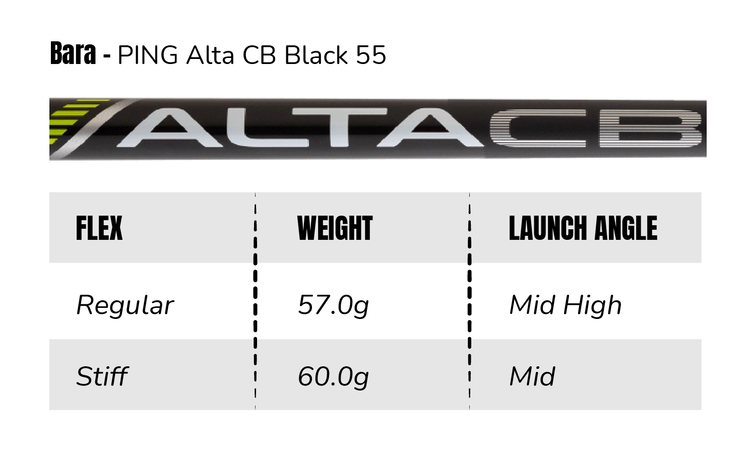Bara Ping Alta CB Black 55